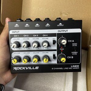 Rockville LINE8 8 Channel Line/Mic Mixer/Stereo/Mono/Unit Only